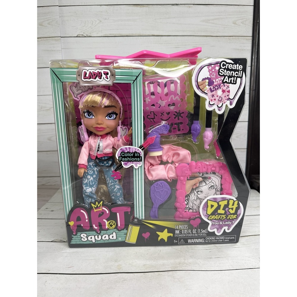 ART Squad Lady T Doll DIY Crafts Stencil Art Fashion Kit Jazwares NEW Sealed